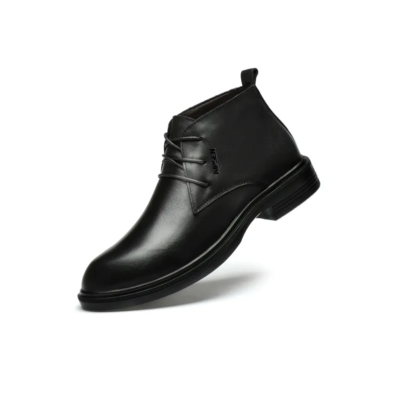 AIPSEN Ankle Boots Unisex Black Smooth Finish-2