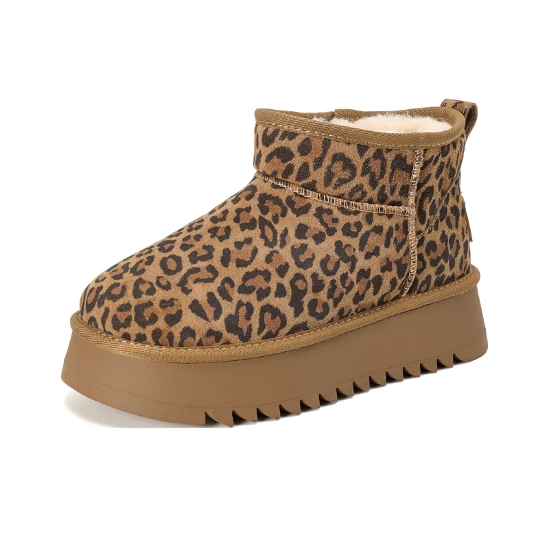 JOSINY Thermal Height Increasing Slip Resistant Short Snow Boots Women's Brown-1