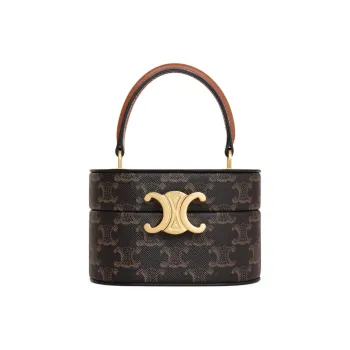 CELINE Triomphe Canvas Handbag Women's Brown