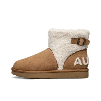 AU&MU Warm Slip-Resistant Short Snow Boots Women's Chestnut
