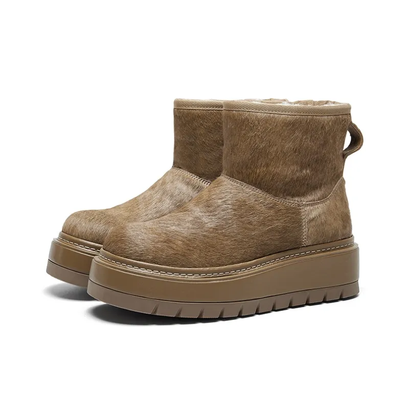 CHERYKALLY Warm Wear Resistant Height Increasing Short Snow Boots Women's-1