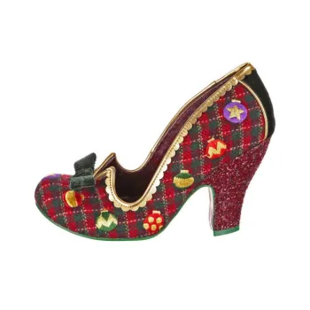 IRREGULAR CHOICE Bauble Boo Chunky Heel High Heels 9cm Women's Red