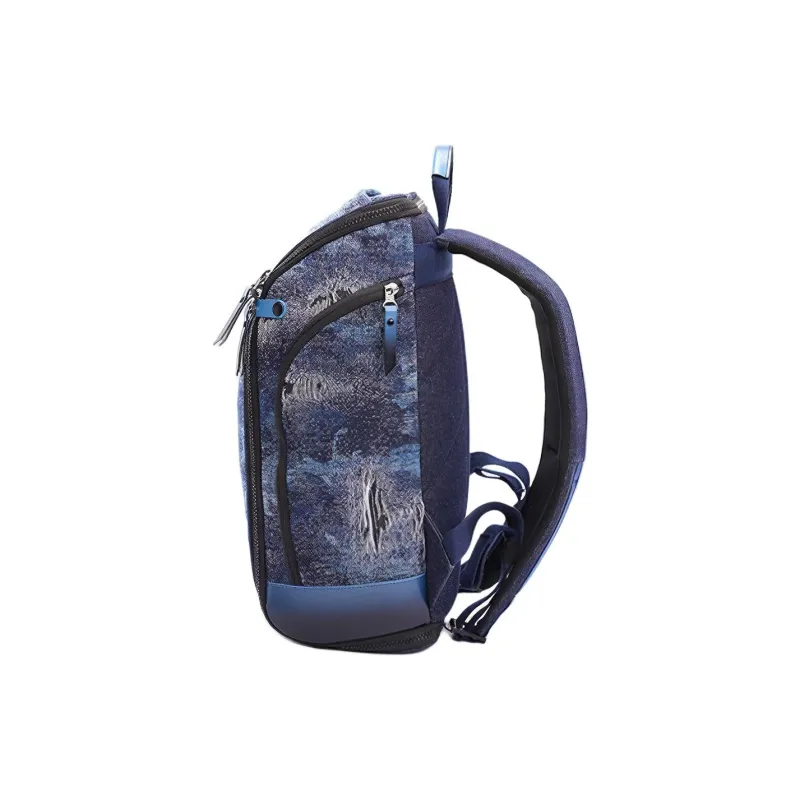 FREQUENTFLYER Lily Woven Series Polyester Double-Shoulder Backpack Regular Unisex Snowflake Blue-2