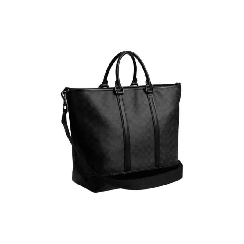 COACH Artificial Leather Tote Bag Shopping Bag One Shoulder Handbag Large Size Men's Charcoal Gray-1