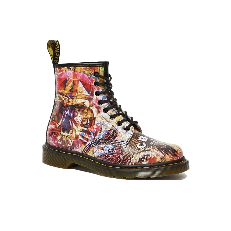 Dr.Martens X Cbcg 1460 8 eye Ankle Boat Printed Leather Lace Up Boots Multi color-2