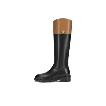 73Hours Knee high Boots 3cm Women's Black Coffee Multicolor