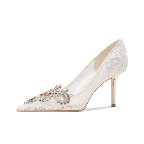 PJJUU Slim Heel High Heels 8.5cm Women's White