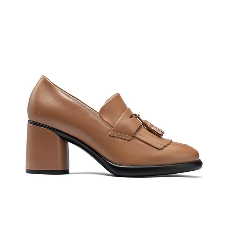 Ecco Chunky Heel High Heels 7cm Women's Light Brown-1