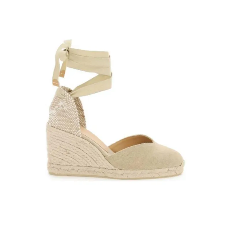 Castañer Wedge Heel High Heels 8cm Women's Beige-1