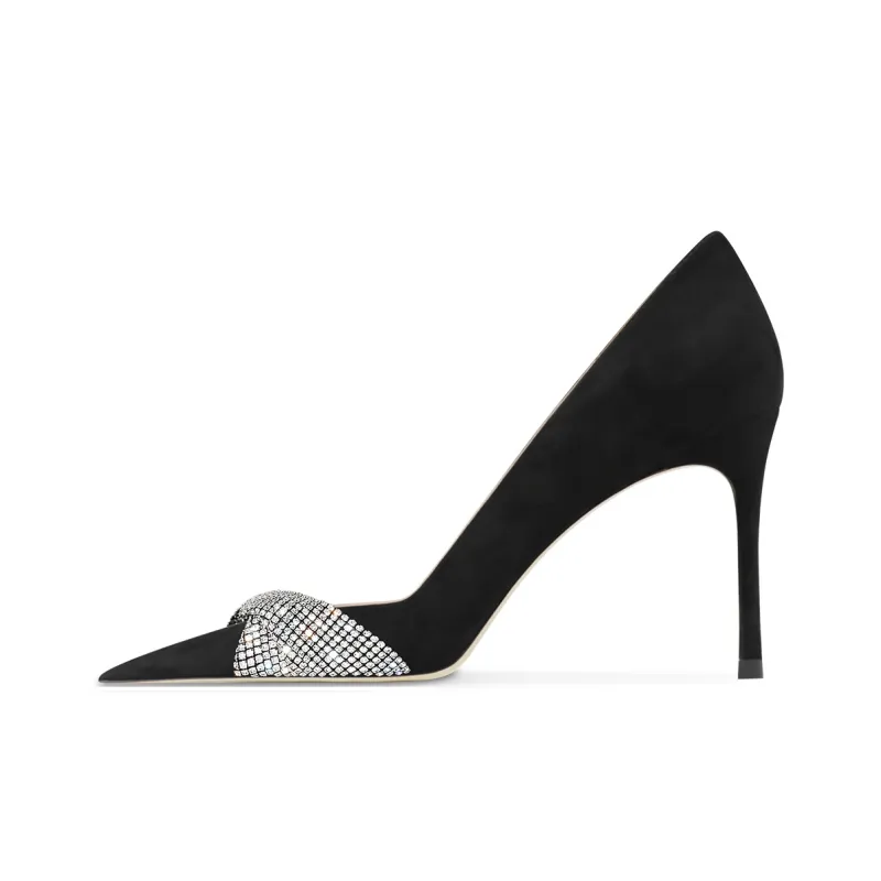 Ganxiaojie Slim Heel High Heels Women's Black-2