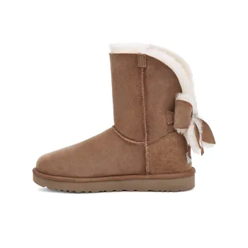 UGG Classic Short Cuffed Bow Fleece Lined Brown Women's