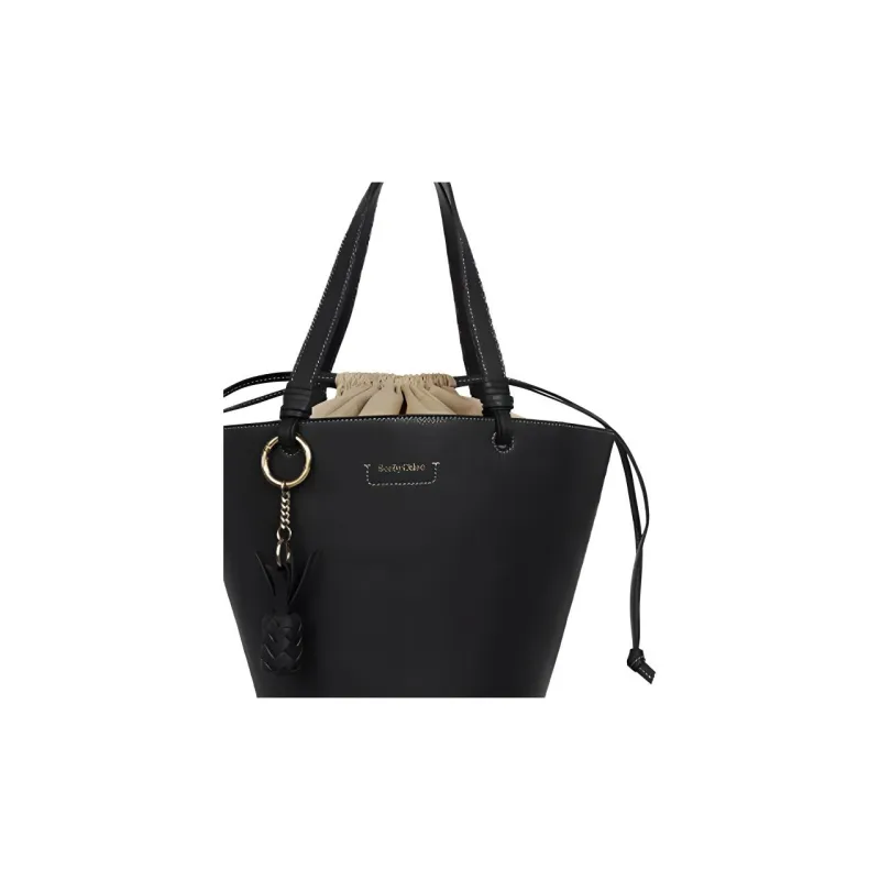 See By Chloe Cow Leather Tote Bag Shopping Bag Tote Bag Shoulder Bag Women's Black-4