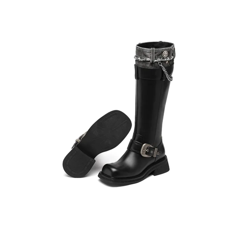 SUGARSU Knee high Boots 4.5cm Women's Black-4
