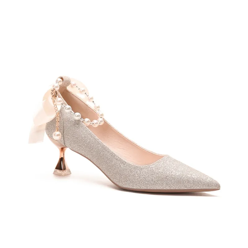 TADSW Slim Heel High Heels 5.5cm Women's Champagne-1