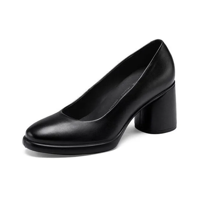 Ecco Chunky Heel High Heels 7cm Women's Black-1