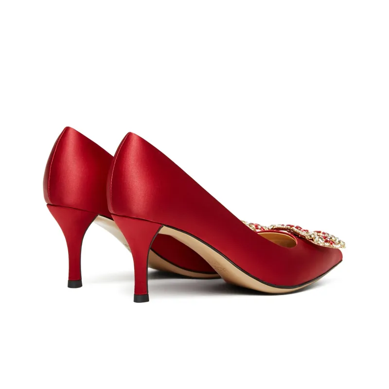 Lazi Slim Heel High Heels 6.8cm Women's Red-2