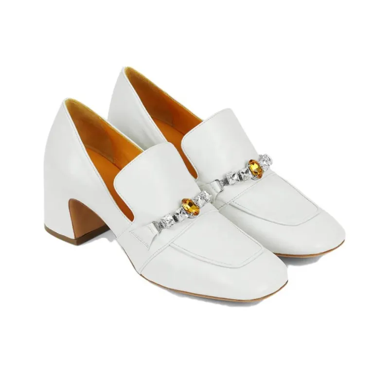 MADISON MAISON Chunky Heel High Heels 6.5cm Women's White-2