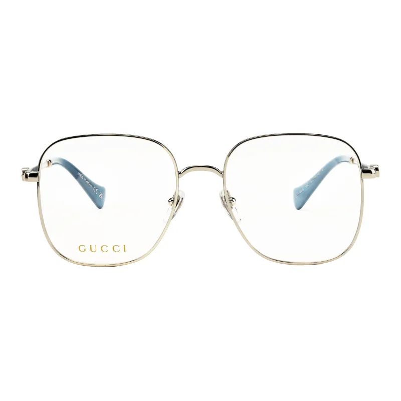 GUCCI Metal Square Optical Glasses Unisex Silver Gray-1