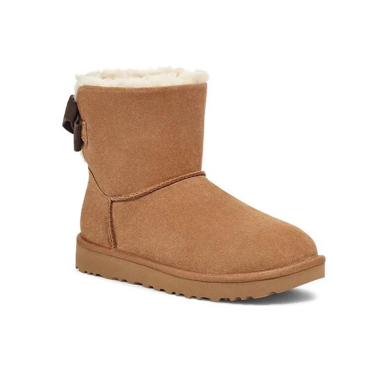 UGG Mini Bailey Suede Bow For 'Chestnut' Women's-1