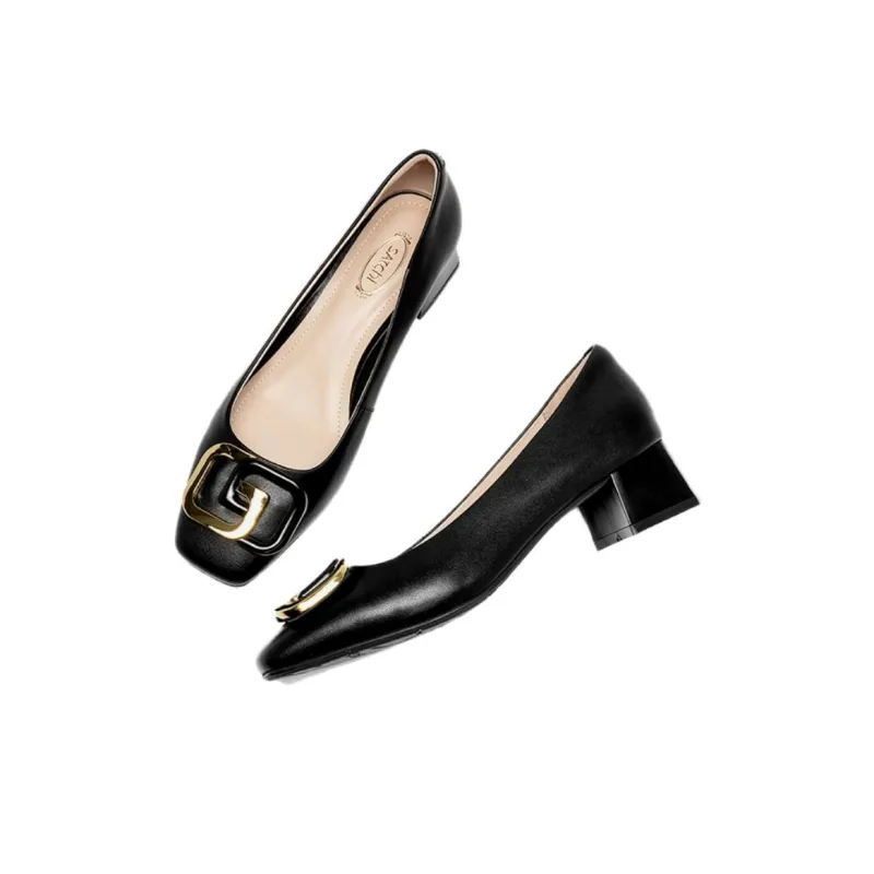 Satchi Chunky Heel High Heels 4cm Women's Black-4