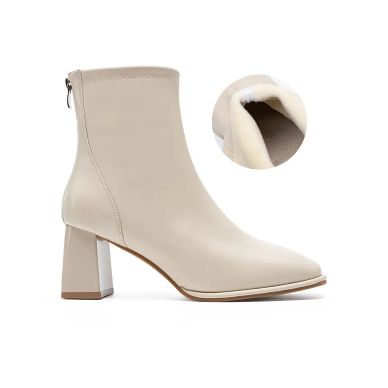 ZHR Ankle Boots Women's Black/Milk Tea/Beige-15