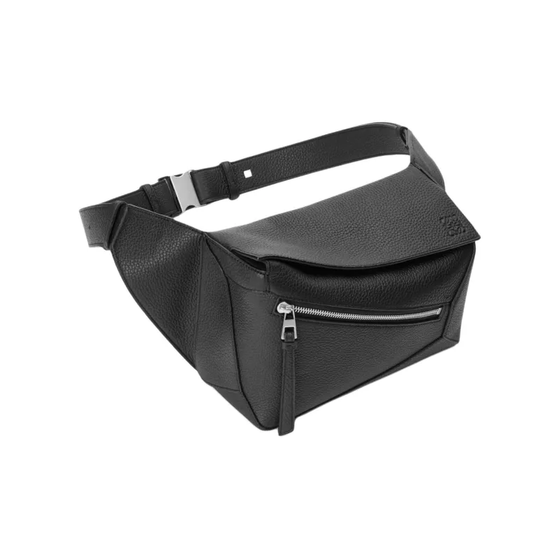 LOEWE Puzzle Grained Calfskin Fanny Pack Small Size Men's Black-2