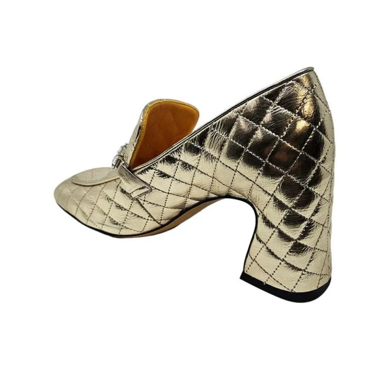 MADISON MAISON Chunky Heel High Heels 7.5cm Women's Gold-2