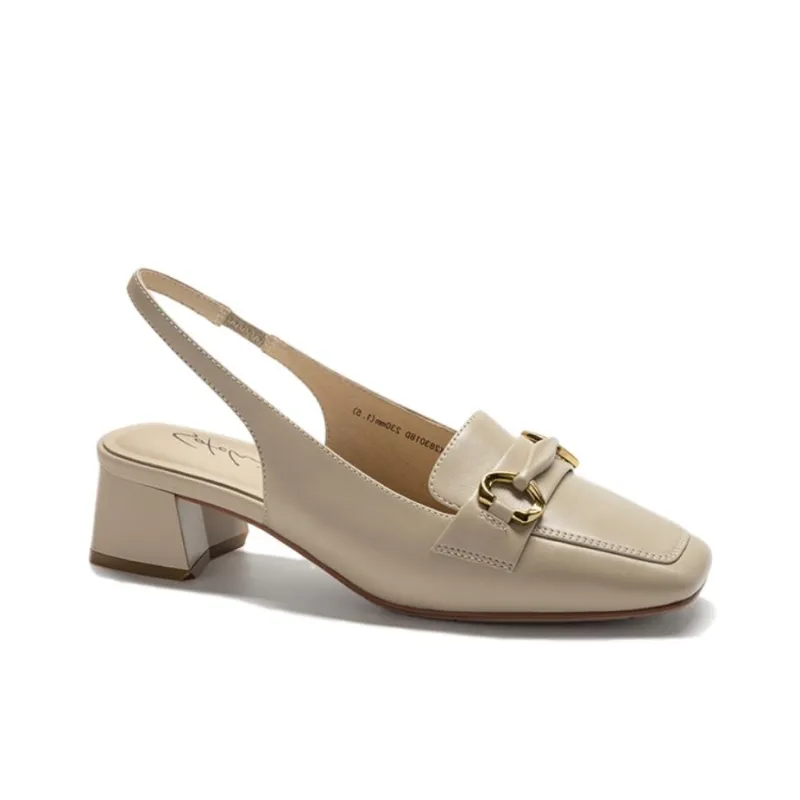 Satchi Chunky Heel High Heels 5cm Women's Milk Tea Beige-1