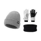 Gray Hats & Caps+White Gloves+Black Scarf