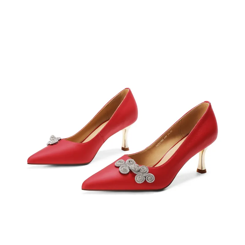 BOSSSUNWEN Slim Heel High Heels 6.5cm Women's Red-2