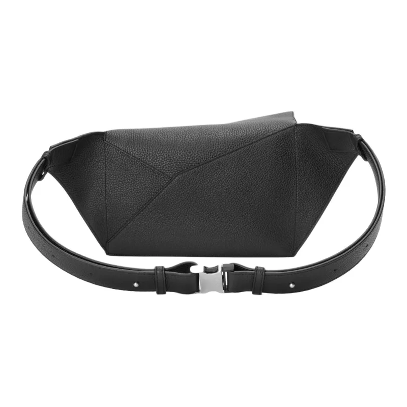 LOEWE Puzzle Grained Calfskin Fanny Pack Small Size Men's Black-3
