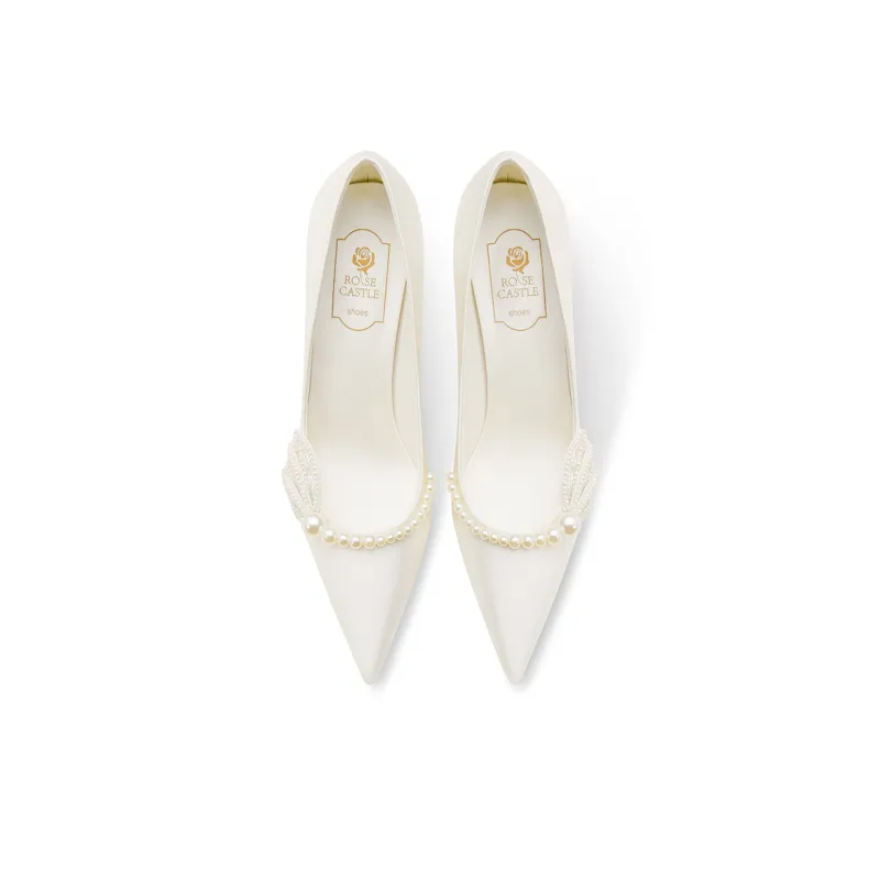 ROSE CASTLE Slim Heel High Heels 6.5cm Women's White-3