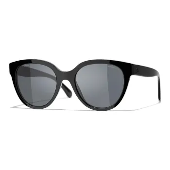 CHANEL Cat Eye Sunglasses Unisex Black