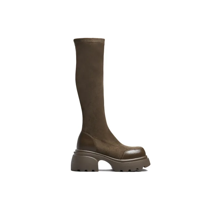 CAMEIDO Knee high Boots Women's Black/Brown-5