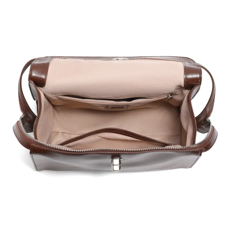 BELLE Synthetic Leather Backpack On The Shoulder Tubas Women's Black/Coffee-11