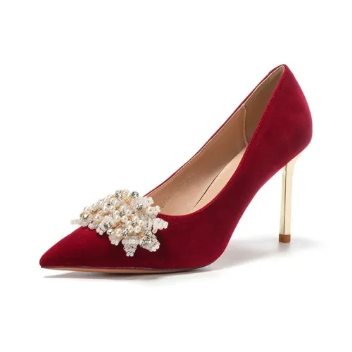 HKCP Slim Heel High Heels Women's Red