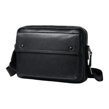 LARTIGENT Cow Leather Crossbody Bag Men's Black