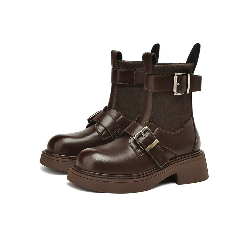 HLA Ankle Boots Women's Black/Brown Red-6