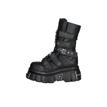 NEW ROCK Ankle Boots 6cm Unisex Black