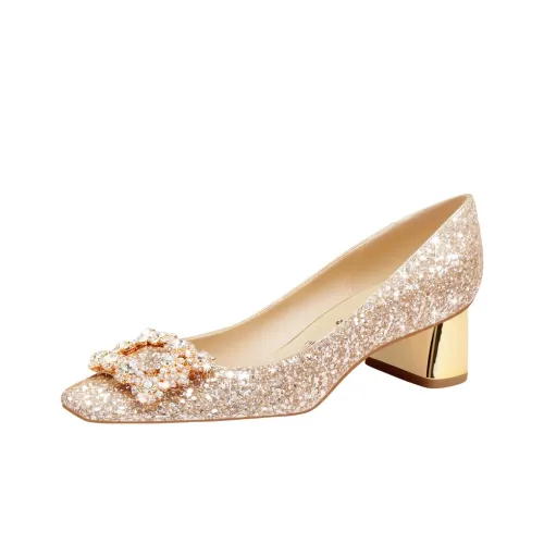 Ruby L Chunky Heel High Heels 4.5cm Women's Gold