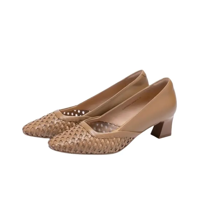 Satchi High Heels Women's Black/Ecru/Brown-12