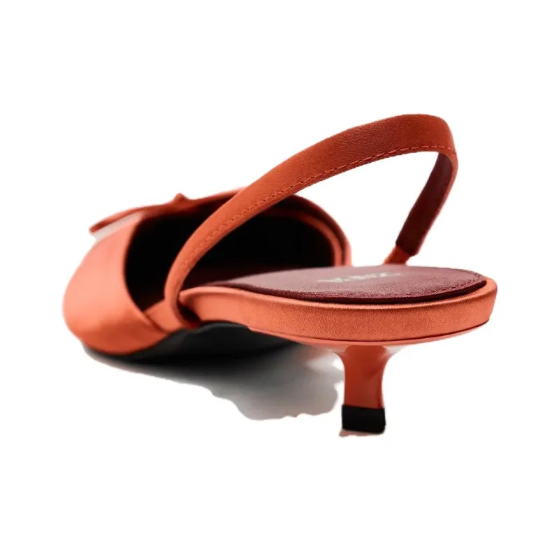 ZARA Slim Heel High Heels 3.2cm Women's Orange-4