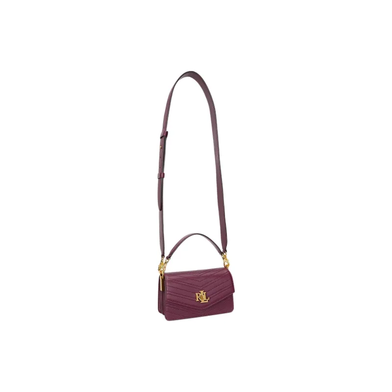 Polo Ralph Lauren Metal Logo Turn Lock Closure Leather Small Size Women's Grape Purple-1