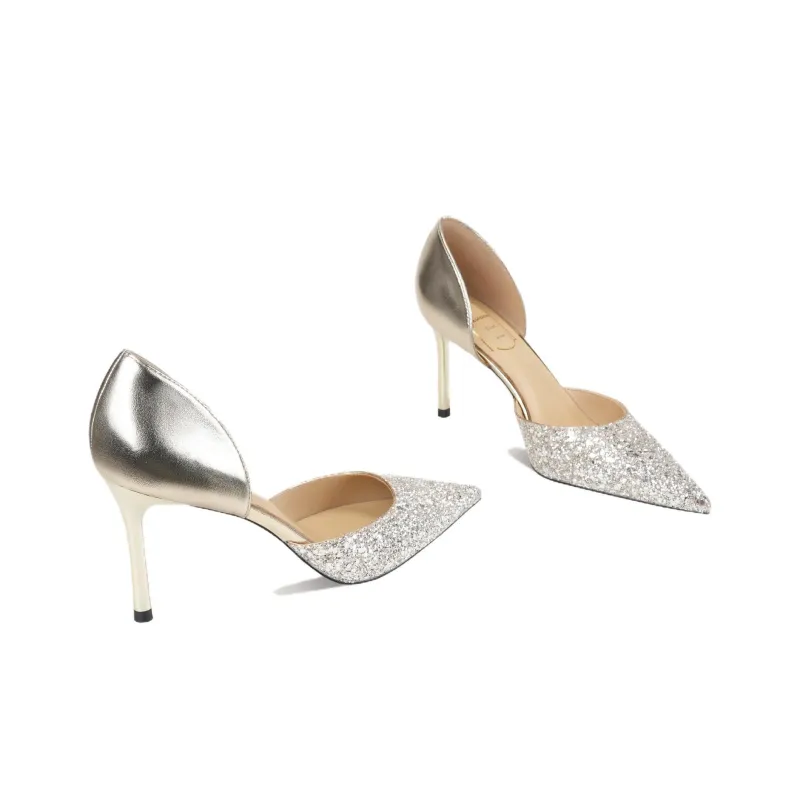 Zubumei Slim Heel High Heels Women's Silver-7