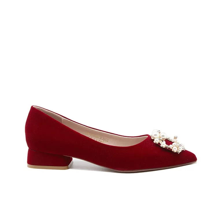 SANTA BARBARA POLO & RACQUET CLUB Chunky Heel High Heels 3cm Women's Red-11