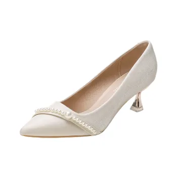 Pounise Slim Heel High Heels 5cm Women's Apricot