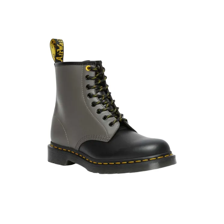 Dr.Martens 1460 Smooth Clash Leather Lace Up Boots 'Grey Black'-1