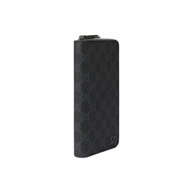 GUCCI Canvas Wallet Trumpets Unisex Gray & Black-2