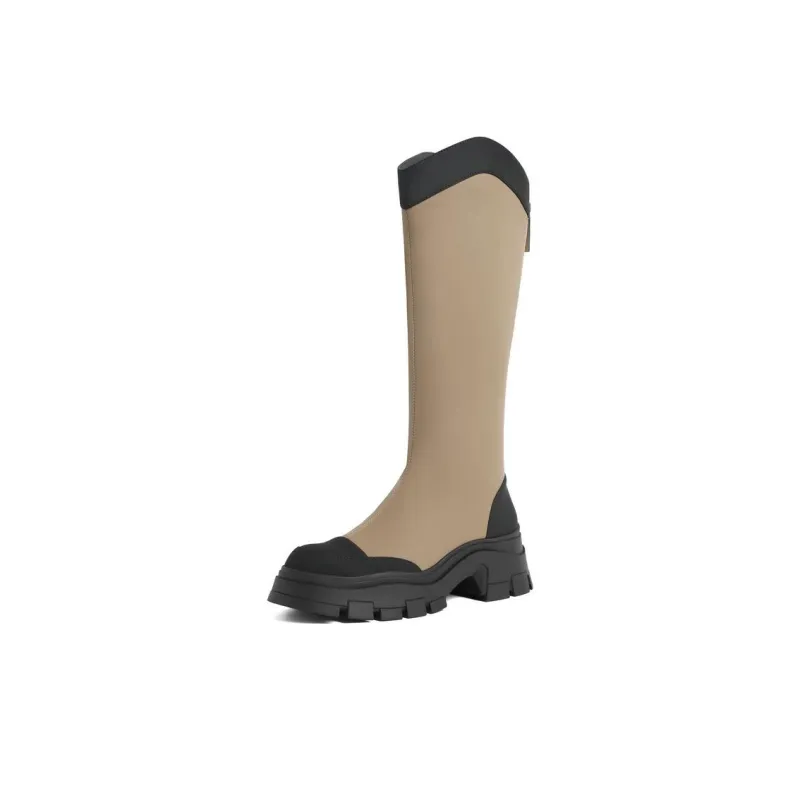 BELLE Knee-high Boots 6cm Women's Green Apricot Black-13