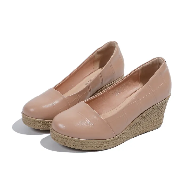 Mulinsen Wedge Heel High Heels Women's Nude-2